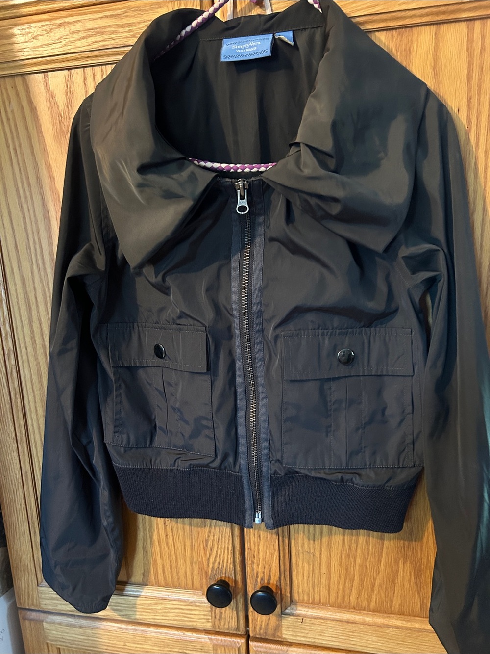 Simply Vera Vera Wang Brown Lightweight Zip-Front Jacket